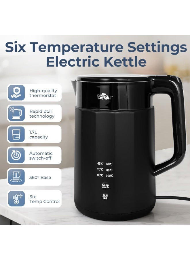 Bear Electric Kettle 1800W-2200W 1.7L 45°C~100°C 6 Temperatures Control Kettle with Auto-shut off and Keep Warm Function,304 Stainless Steel, Dry Protection, BPA Free Smart Fast Boil - Image 3